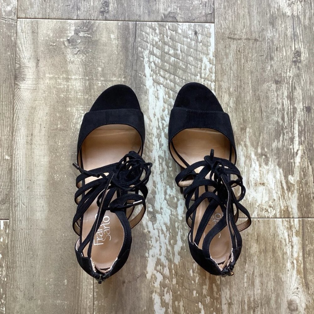 FRANCO SARTO Mollie Vegan Leather Black Wedge Sandals Women's 11 - Picture 6 of 8